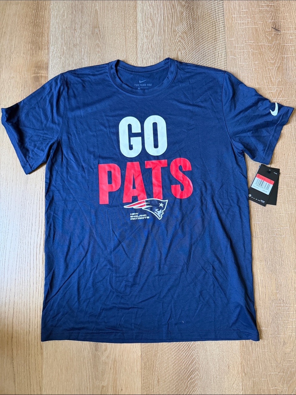 Nike Dri-Fit Navy 'GO PATS' New England Patriots Graphic Tee NWT